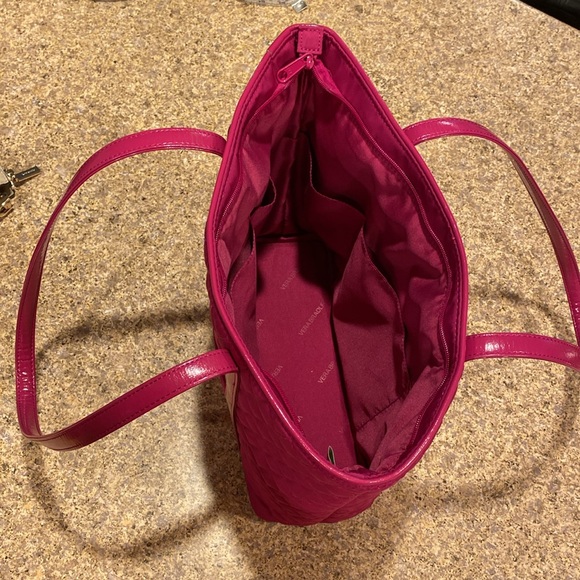 Vera Bradley Quilted Tote Fuchsia Shoulder Bag Purse - Picture 12 of 17